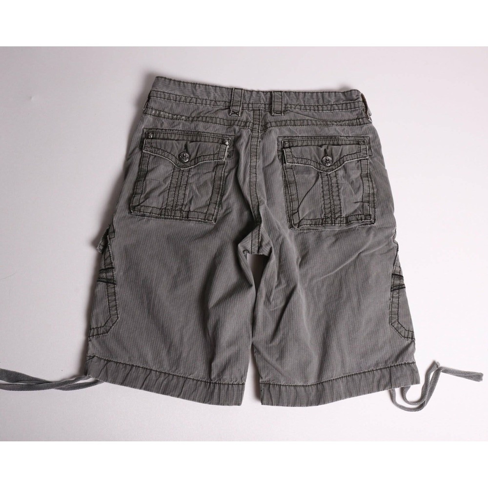 Rock Revival Mens Grey Pinstripe Cargo Shorts Size 34 Fleur De Lis Y2K Utility - Picture 5 of 8